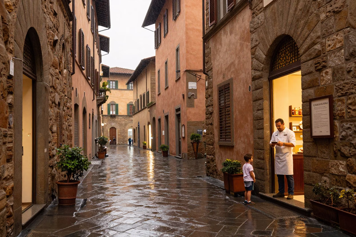 Child at First Light in Florence in in Florence, Italy