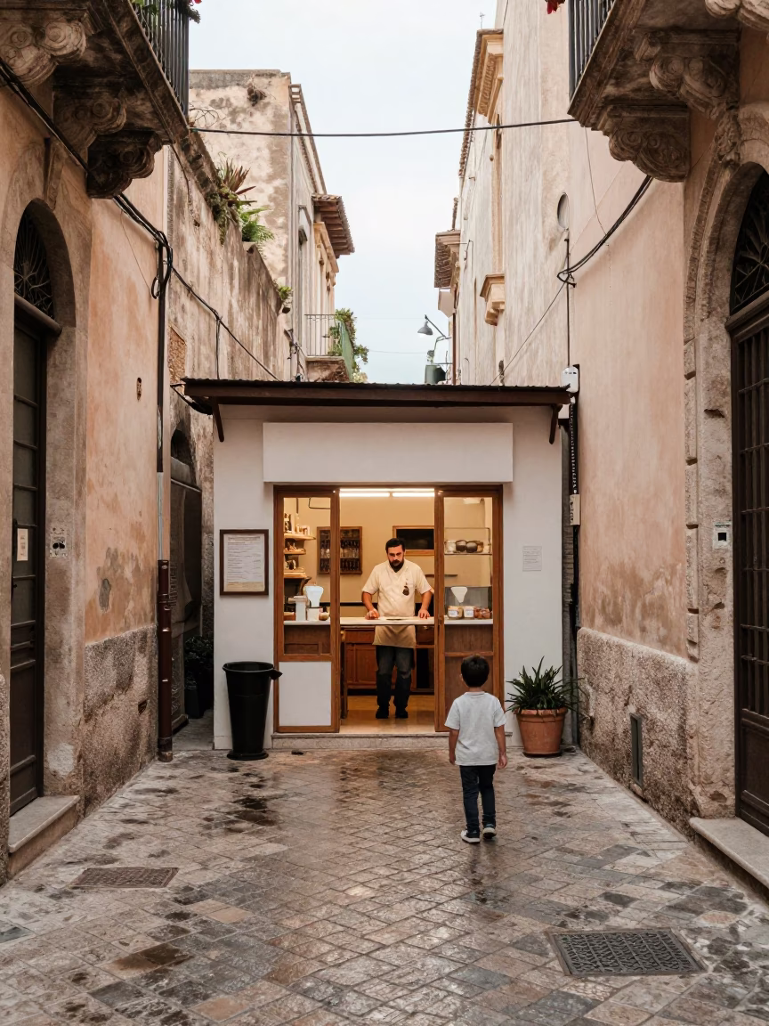 Child at Midday Light in in Palermo, Italy