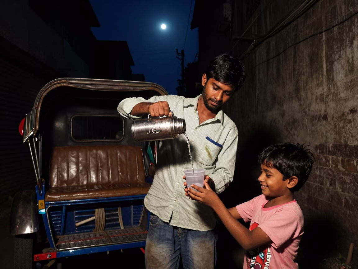 Child at The Deepest Night Sky Light in Mumbai in in Mumbai, India