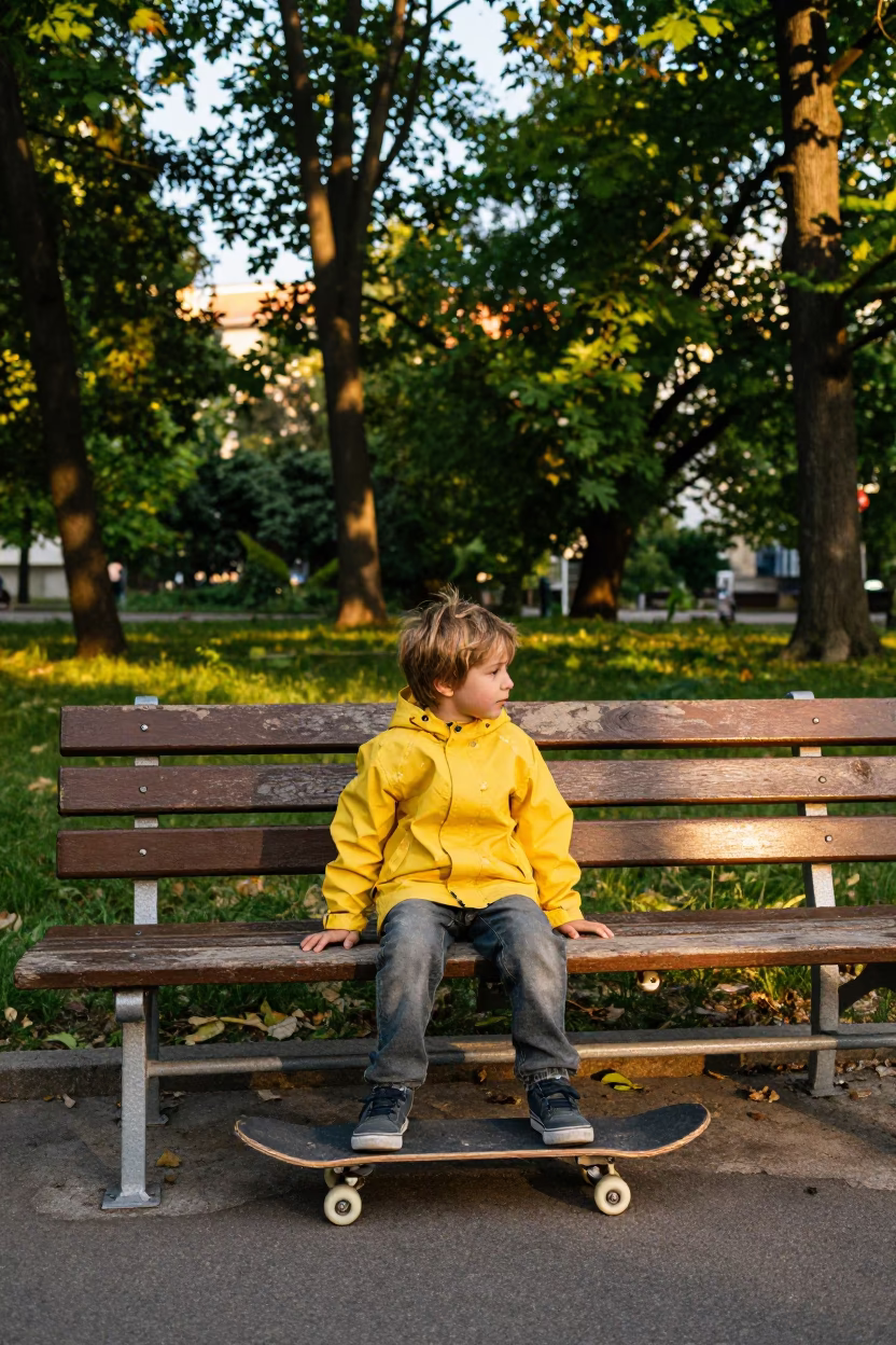 Child in Budapest at Late Afternoon Light in in Budapest, Hungary