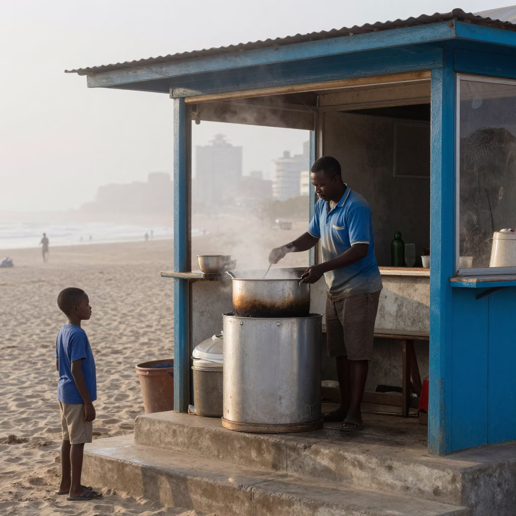 Child in Durban at Dawn Light in in Durban, South Africa