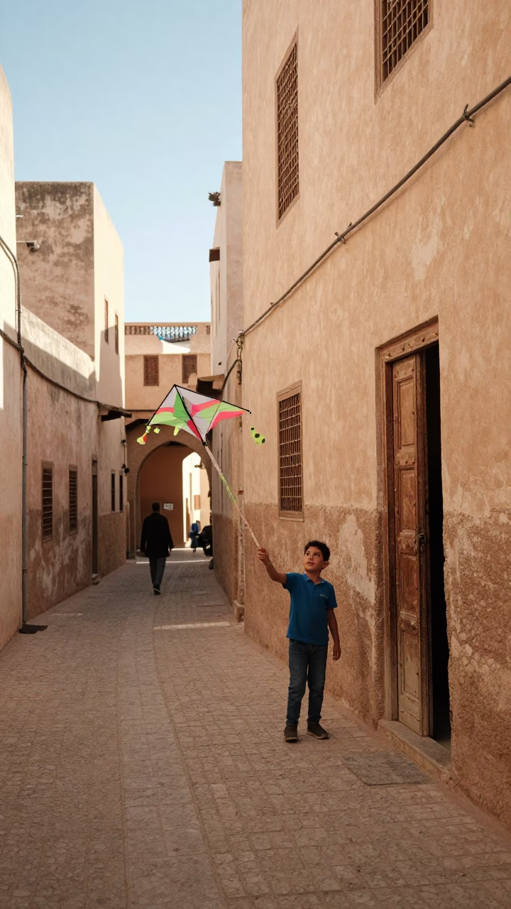 Child in Fez at Afternoon Light in in Fez, Morocco
