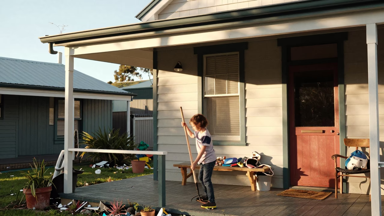 Child in Hobart at Late Afternoon Light in in Hobart, Tasmania, Australia