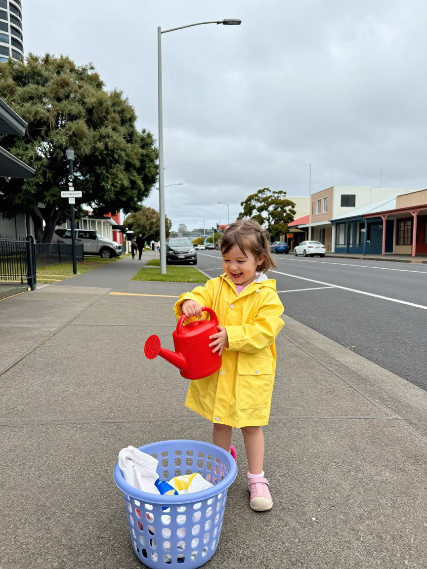 Child in Perth at Midday Light in in Perth, Western Australia, Australia