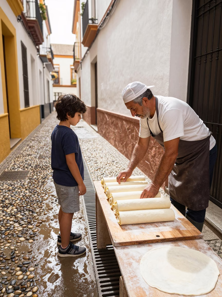 Child Interacting in Seville in in Seville, Spain