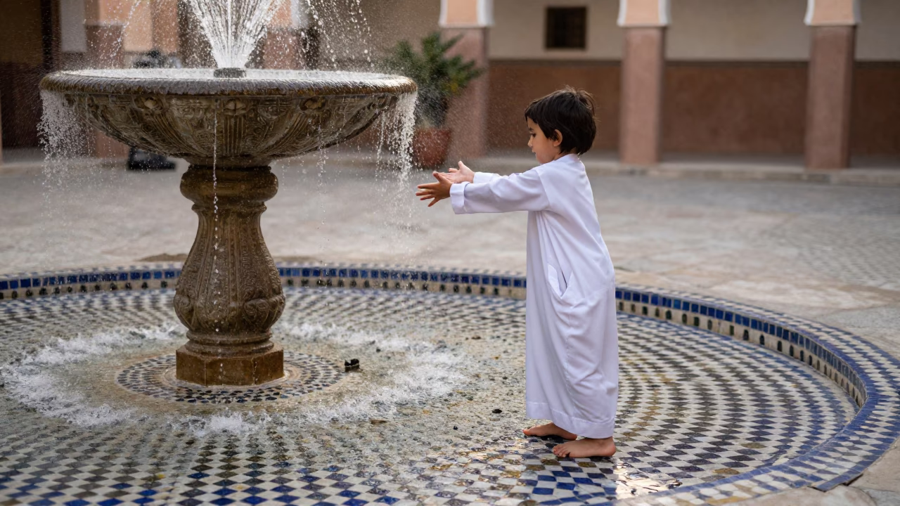 Child Playing in Fez in in Fez, Morocco