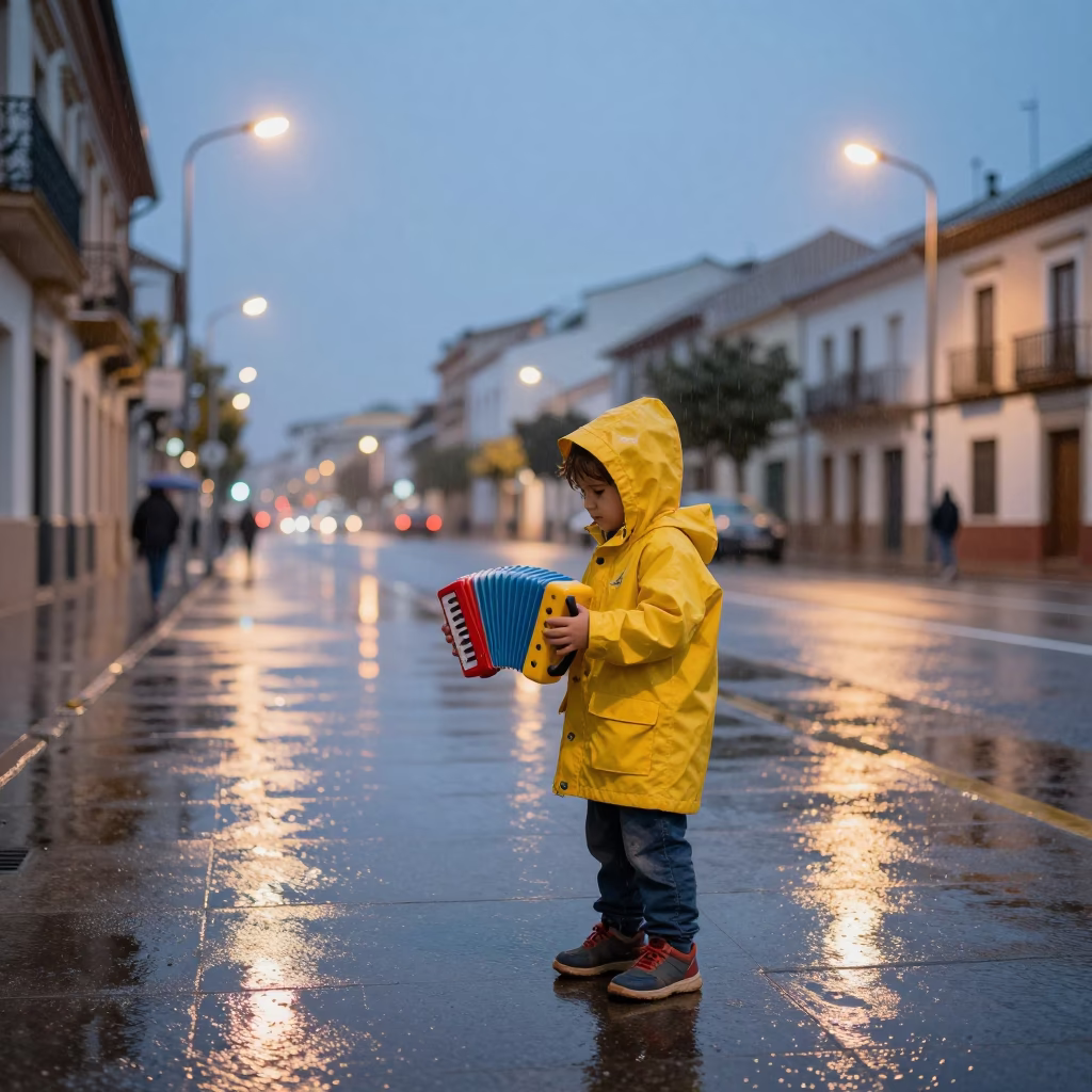 Child Playing in Valencia at Dusk Light in in Valencia, Spain