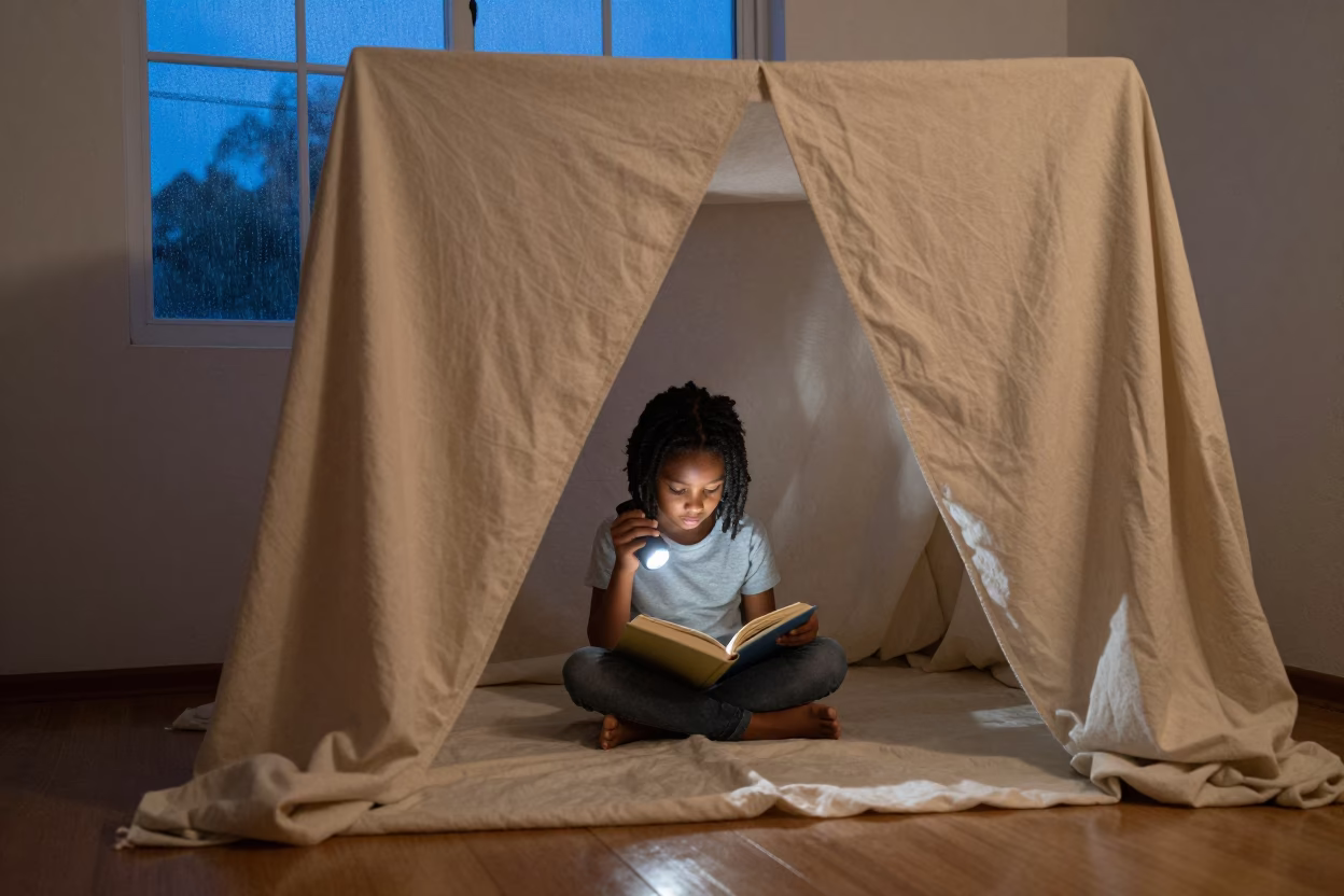 Child Reading in Blanket Fort Studio Port-de-Paix in in a studio in Port-de-Paix