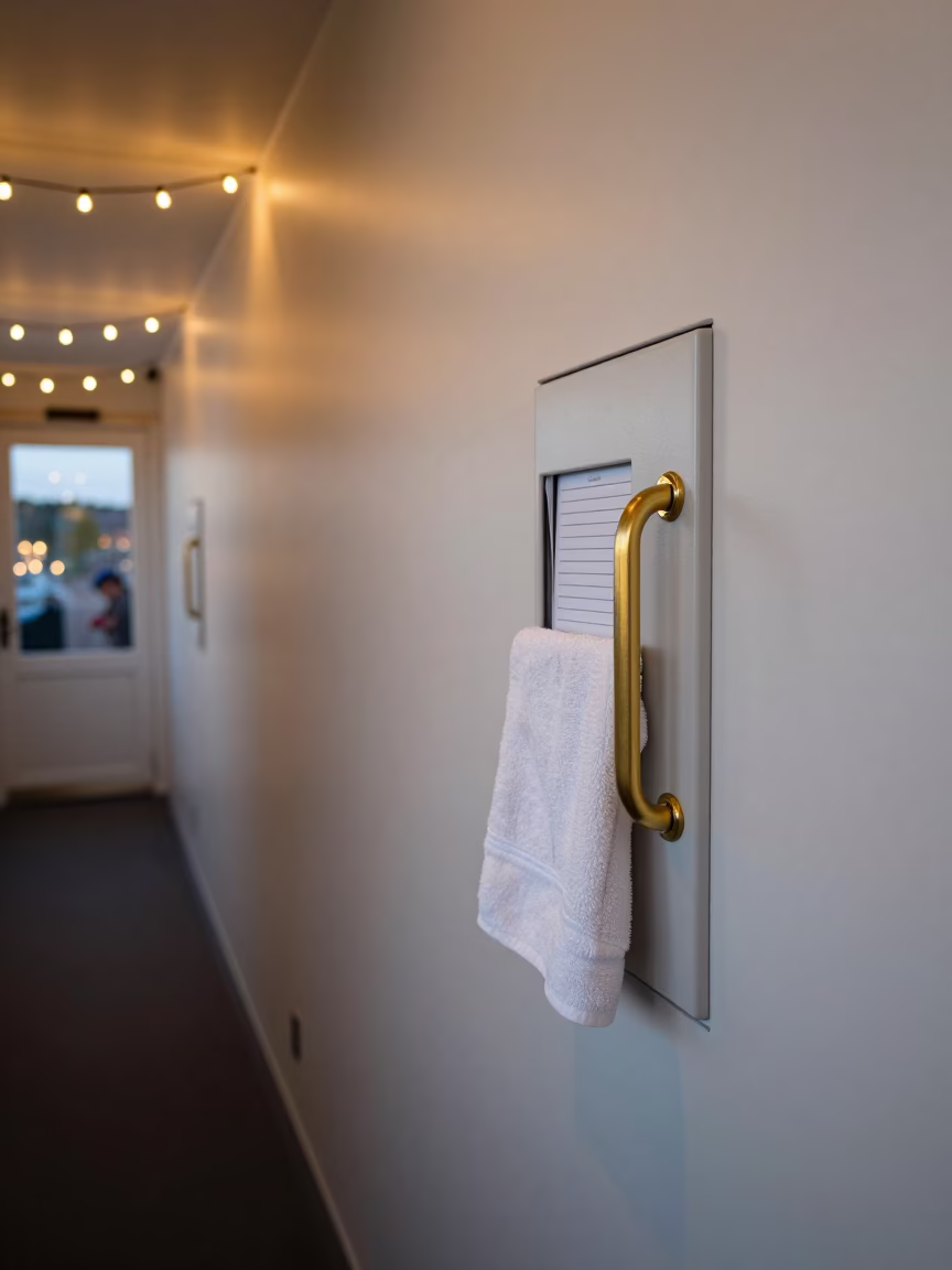 Child Seat Locker in Jyväskylä Hotel Lobby in in a quiet guest corridor near Jyväskylä