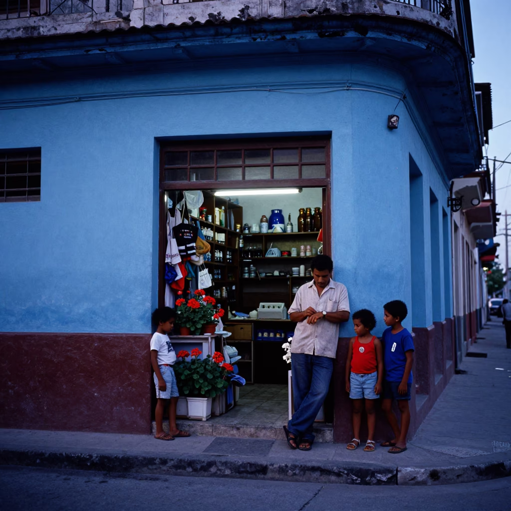 Children at Blue Hour in Havana in in Havana, Cuba