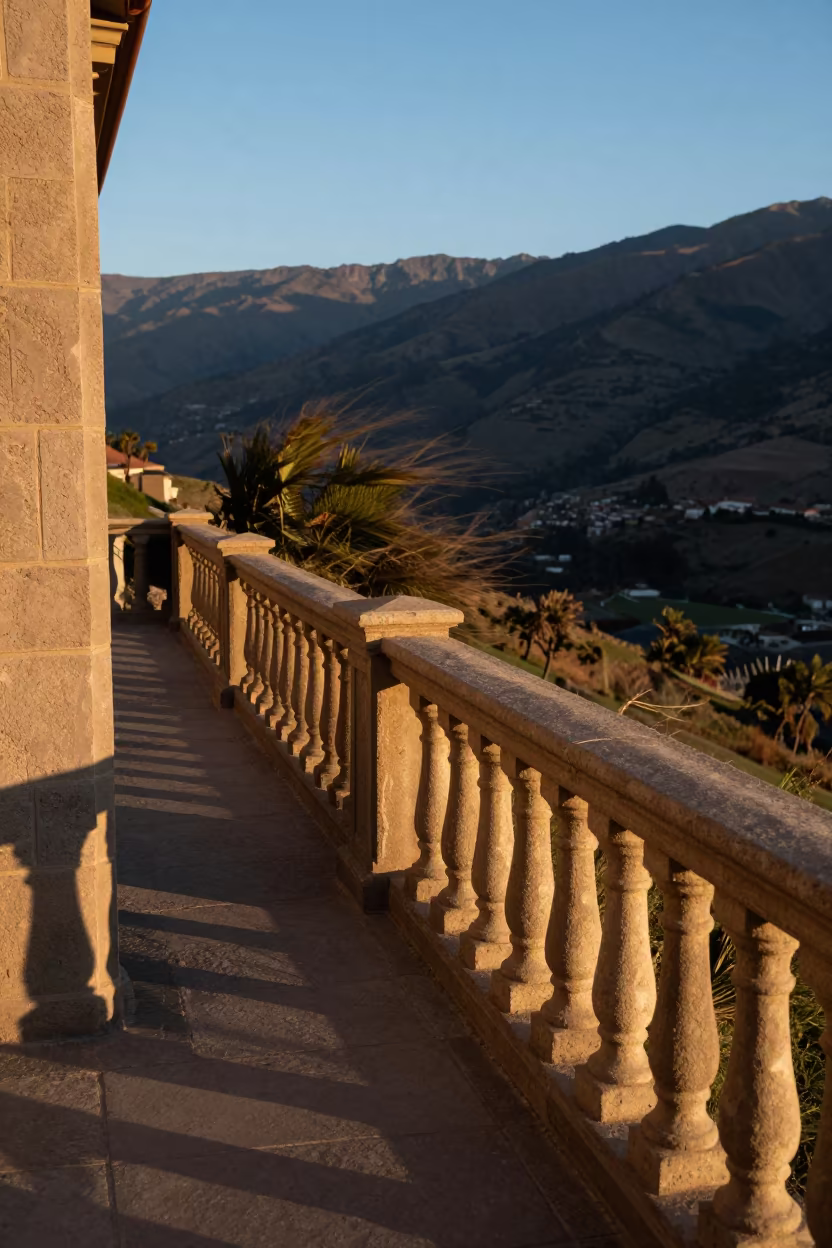 Chilean Balcony Stone Over Valley Golden Hour in in Chile