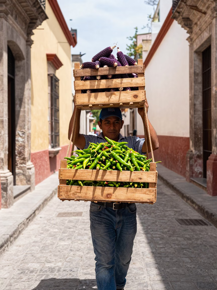 Chili Crate in Oaxaca in in Oaxaca, Mexico