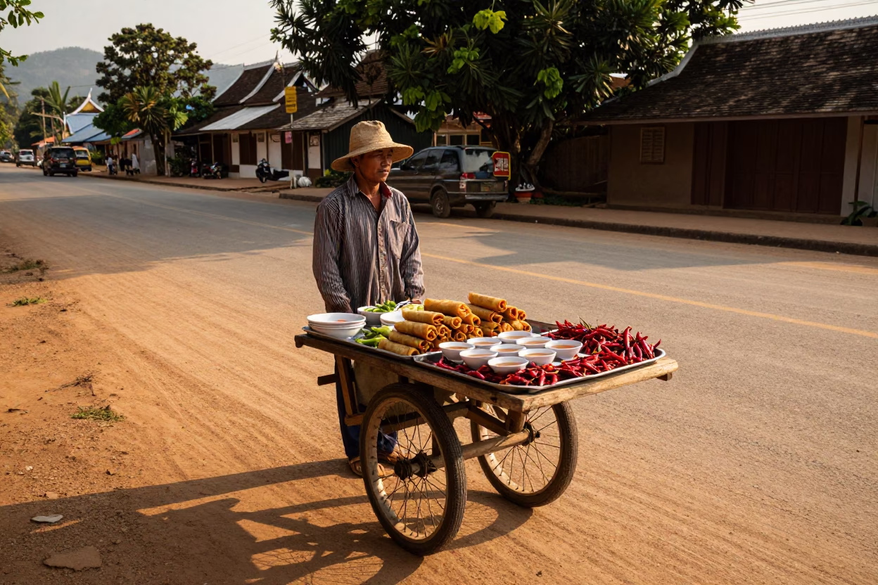 Chili Peppers in Luang Prabang at Sunset Light in in Luang Prabang, Laos