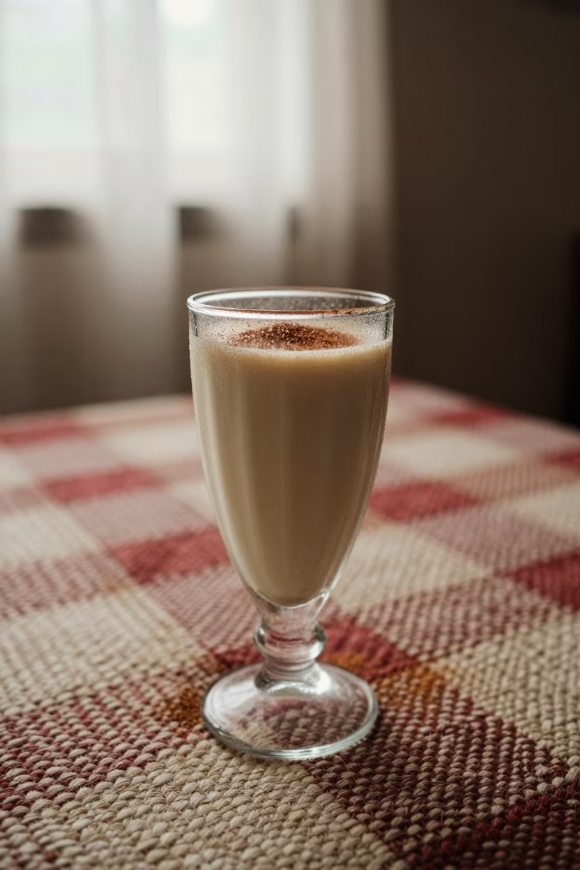 Chilled Horchata with Cinnamon on Picnic Blanket in on a picnic blanket in Cumaná