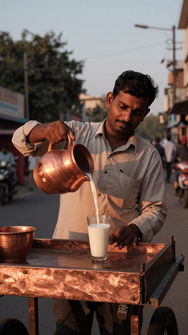 Chilled Lassi in Delhi at Copper-toned Light Before Dusk in in Delhi, India