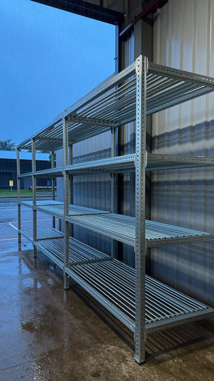 Chilled Logistics Bay Kinshasa Monsoon Evening in inside a chilled distribution bay in Kinshasa