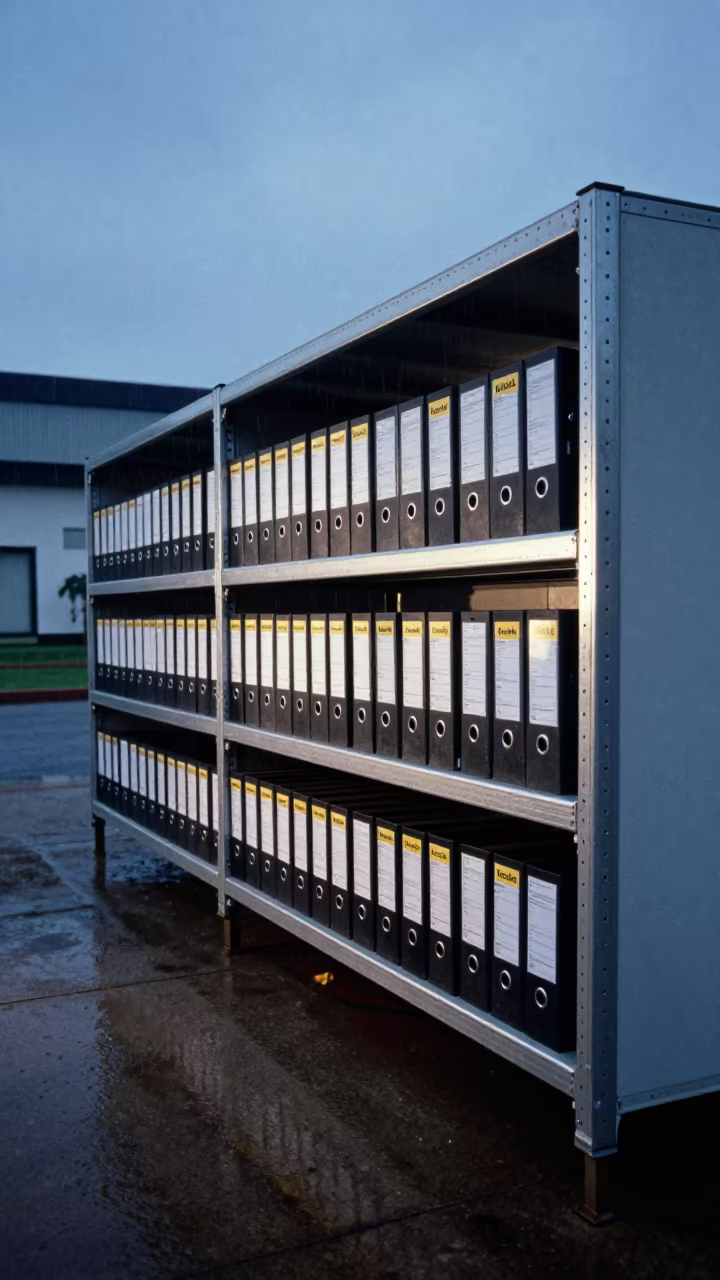 Chilled Logistics Shelf with Tariff Binders in inside a chilled distribution bay near Douala