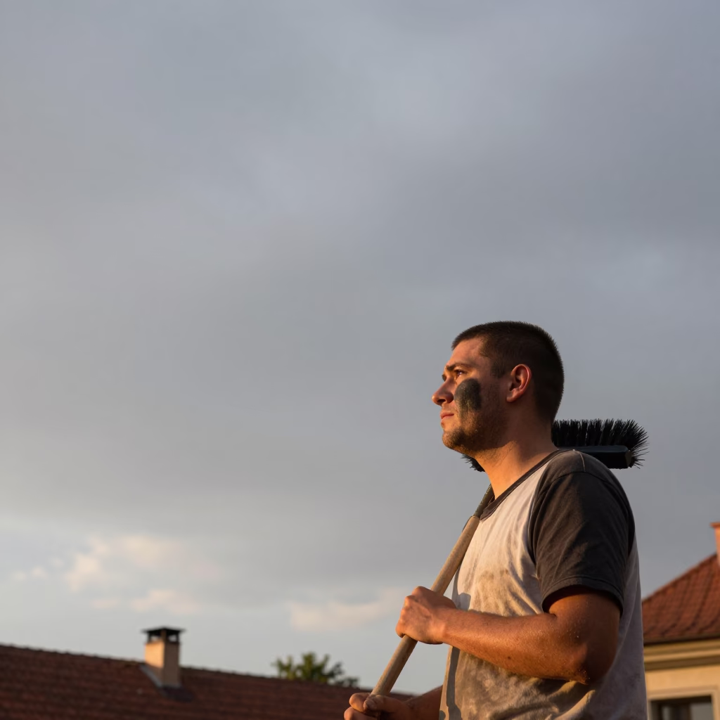 Chimney Sweep in Evening Gorzów Light in in Gorzów Wielkopolski