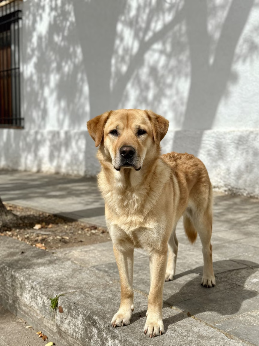 Chinook Portrait on Granadan Park Path in along a quiet park path with soft open shade and a clean background near Sacromonte, Granada