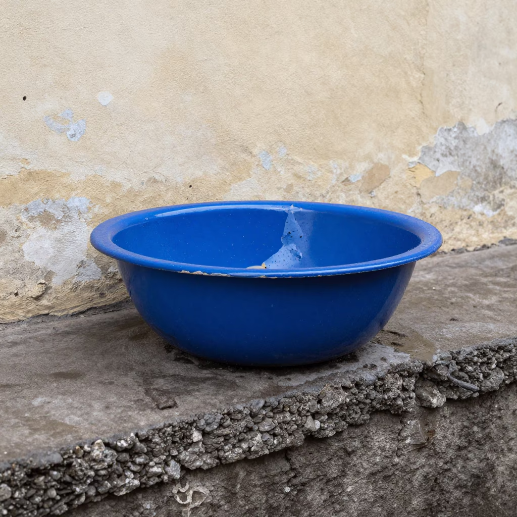 Chipped Blue Enamel Basin in Lima in in Lima, Peru
