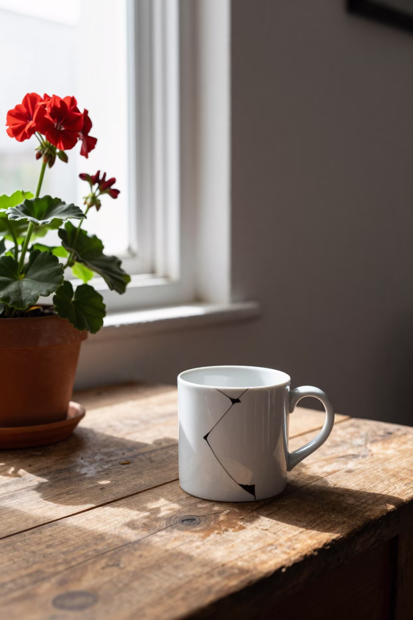 Chipped Ceramic Coffee Mug in Salvador in in Salvador, Brazil