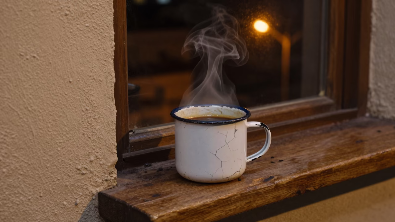 Chipped Enamel Coffee Cup in Buenos Aires in in Buenos Aires, Argentina