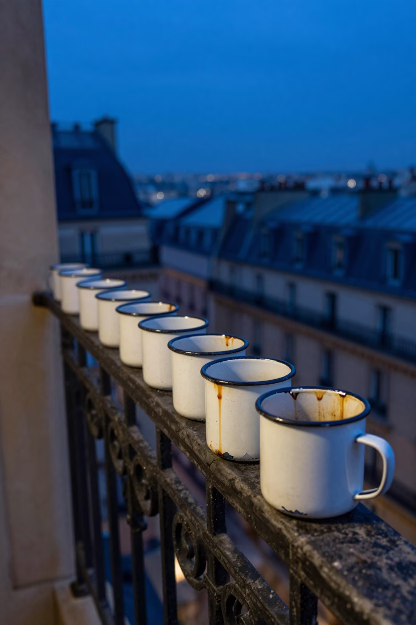 Chipped Enamel Mugs in Paris in in Paris, France
