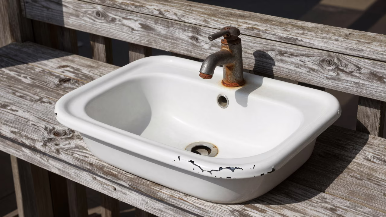 Chipped Enamel Wash Basin in Nashville in in Nashville, United States