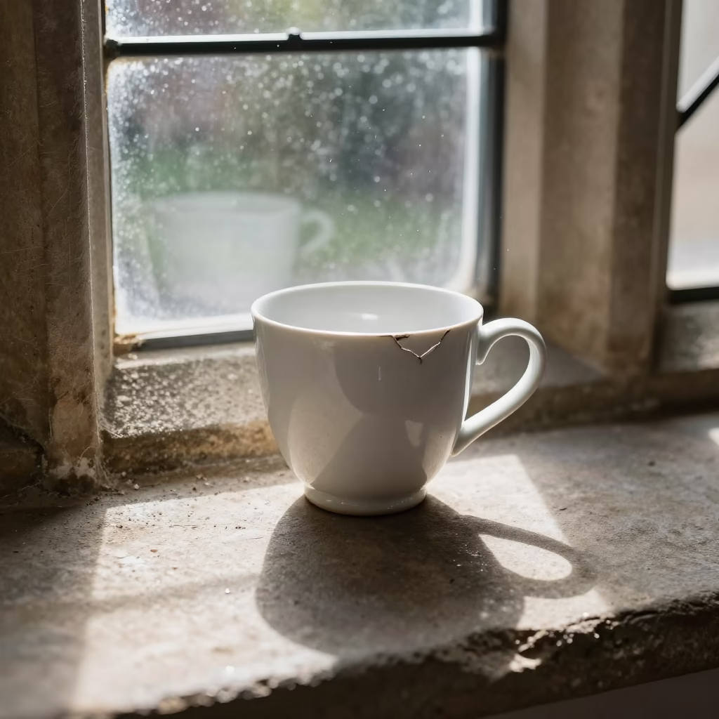 Chipped White Ceramic Cup in Bristol in in Bristol, United Kingdom