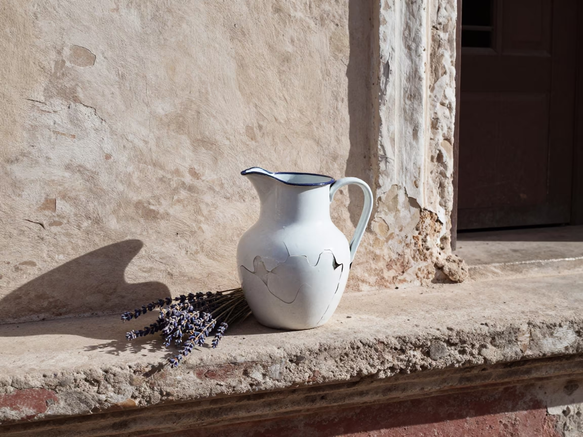 Chipped White Enamel Pitcher in Havana in in Havana, Cuba