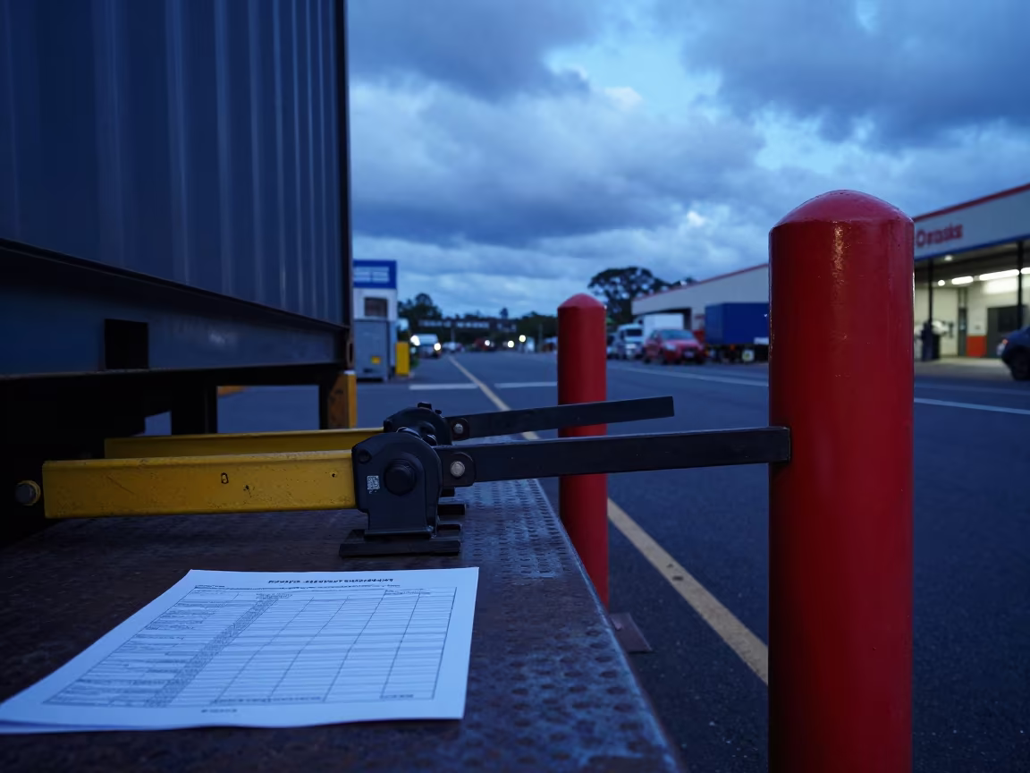 Chippendale Logistics Twilight Container Receiving Lane in beside a courier van bay in Chippendale, Sydney