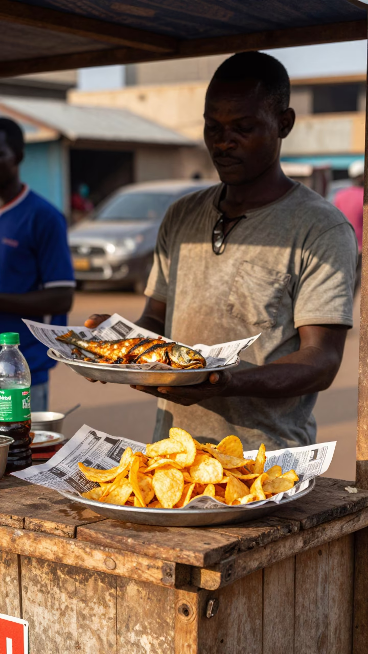 Chips in Accra at The Late Morning Light in in Accra, Ghana