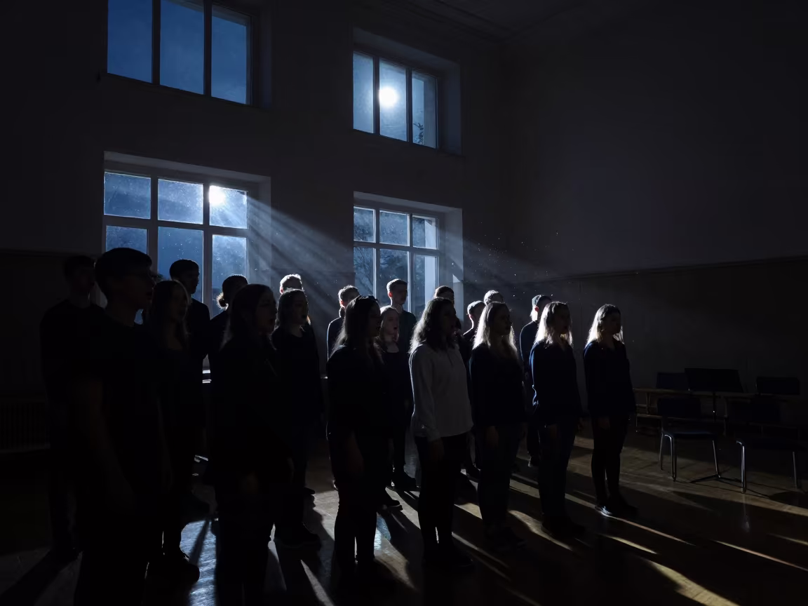 Choir Silhouettes in Kharkiv Rehearsal Room in in a rehearsal room in Kharkiv