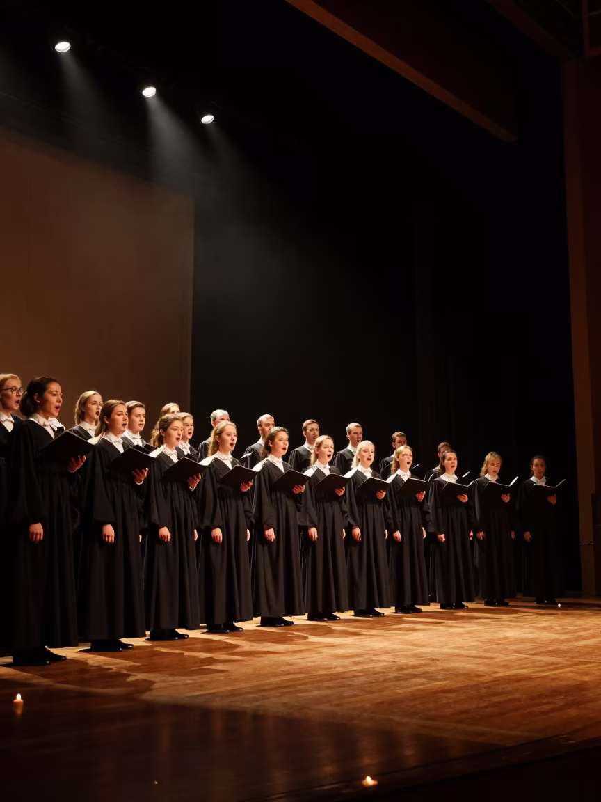 Choir Singing in Candlelit Cathedral Stage in on a theater stage in Cluj-Napoca