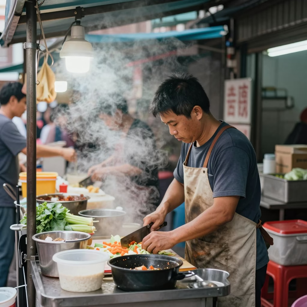 Chopping Ingredients in Tainan in in Tainan, Taiwan
