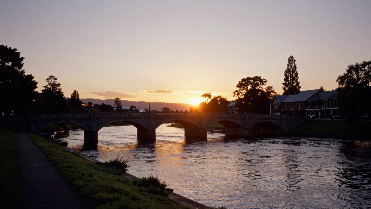 Christchurch Avon River And Port Hills in in Christchurch, New Zealand