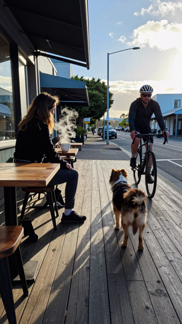 Christchurch Dog at Early Morning Light in in Christchurch, New Zealand