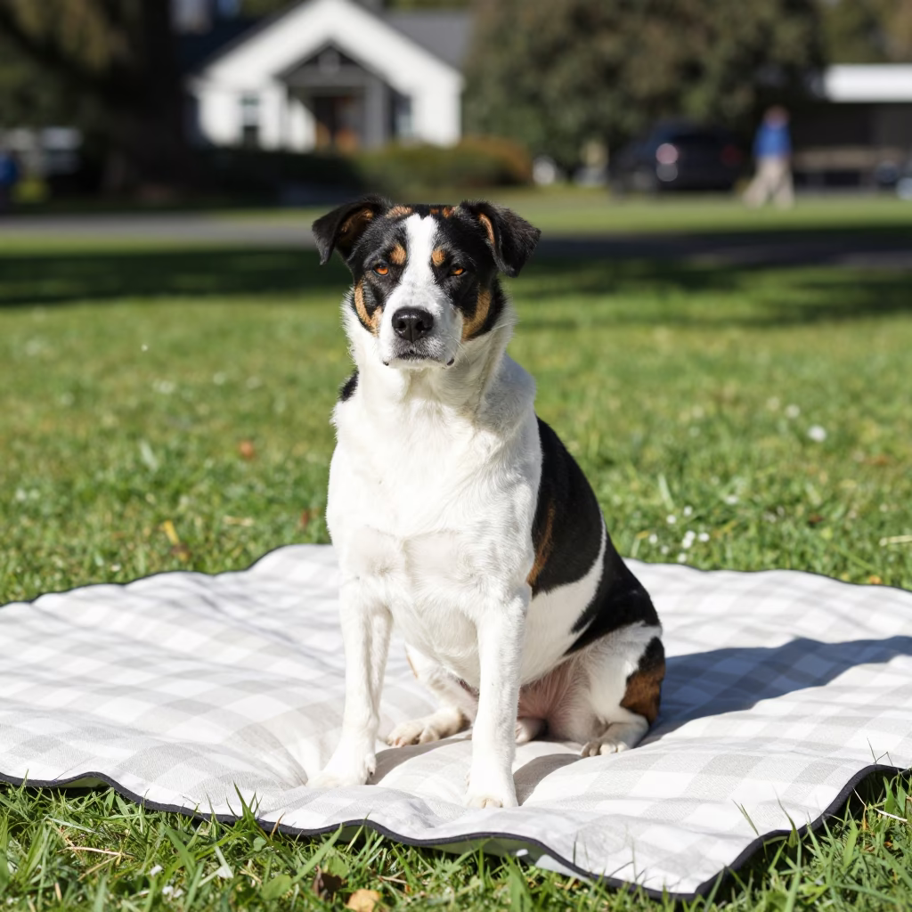 Christchurch Farmdog Dog at Midday Light in in Christchurch, New Zealand