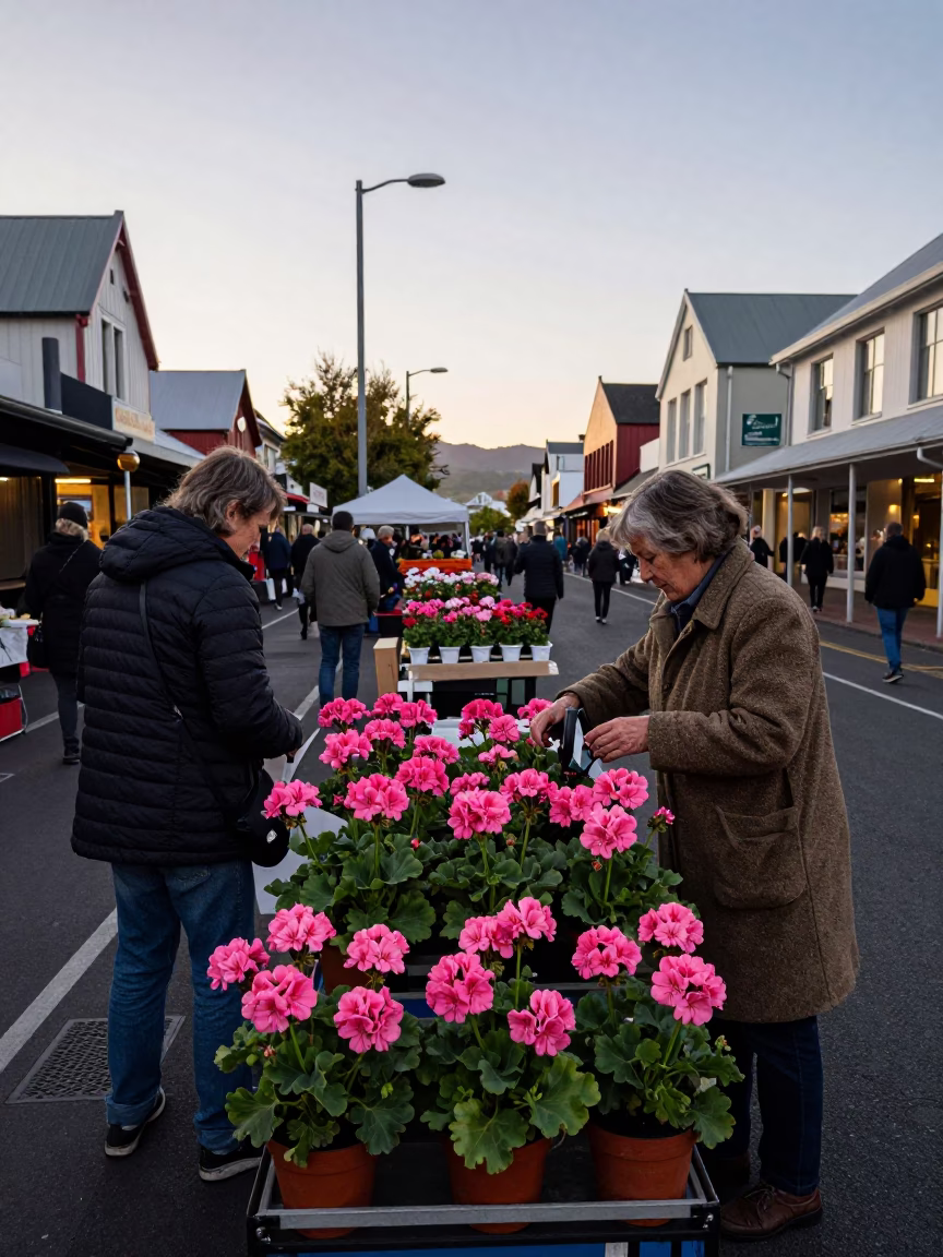Christchurch Market Stall at First Light Of Dawn in in Christchurch, New Zealand