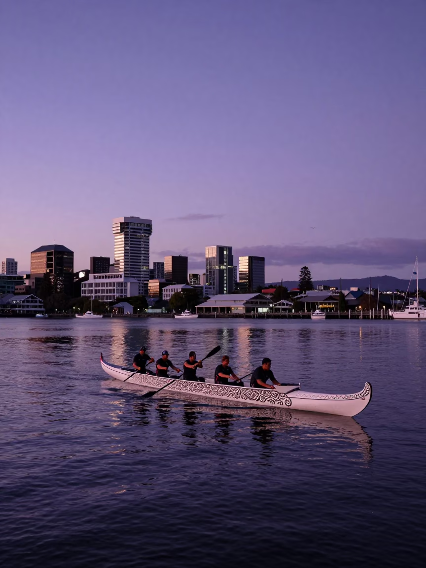 Christchurch New Zealand Harbor at Twilight in in Christchurch, New Zealand