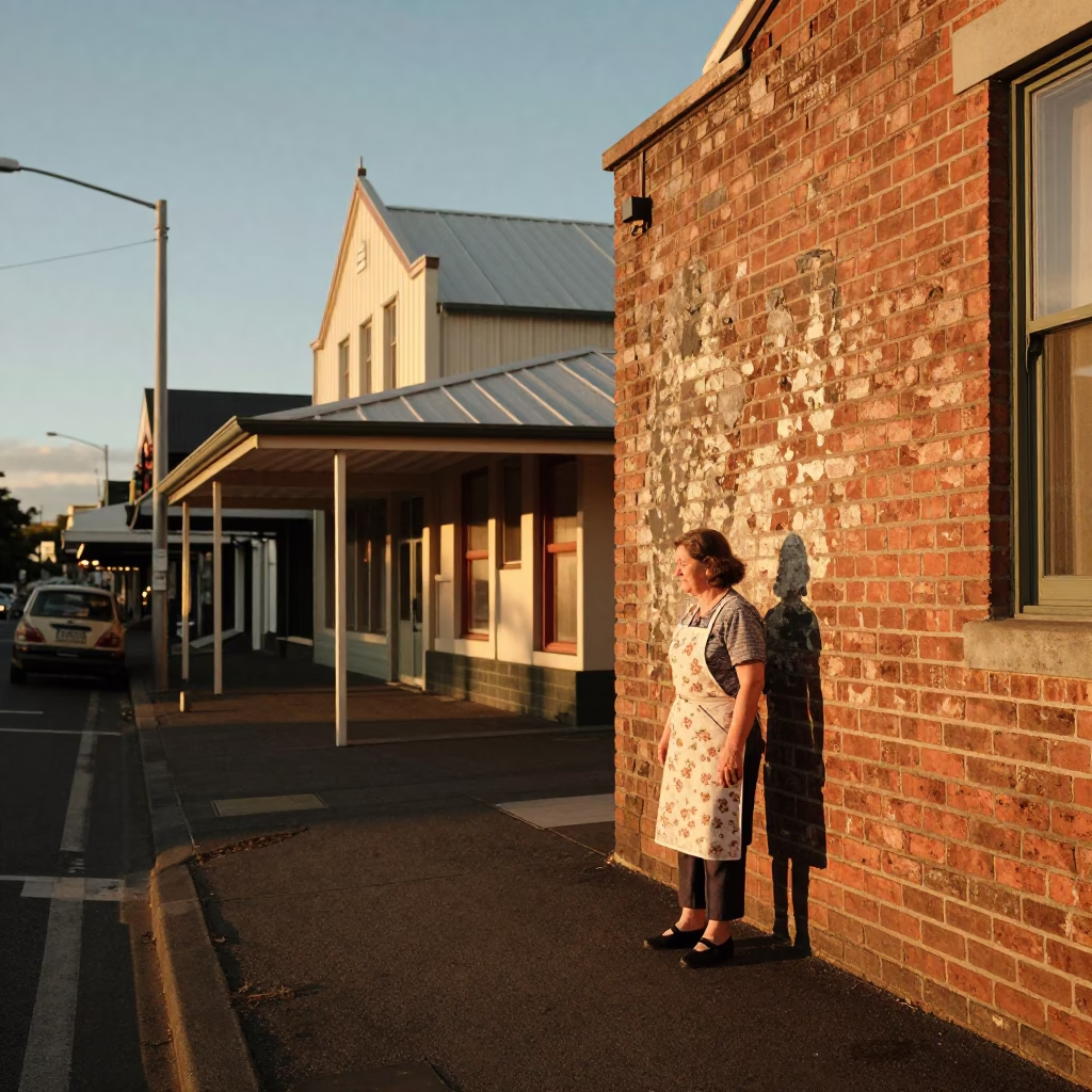 Christchurch New Zealand Honeyed Evening Light Street Scene with Vintage 1960s Aesthetic in in Christchurch, New Zealand