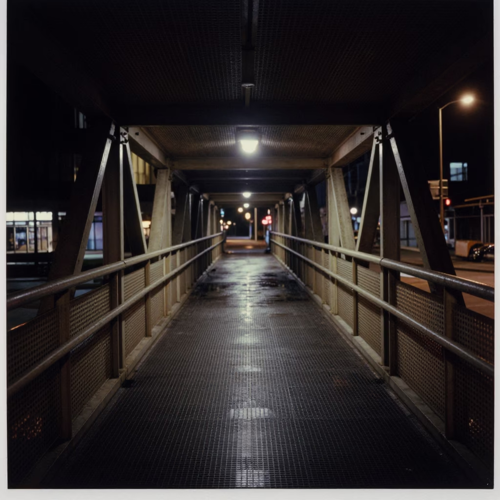Christchurch Perforated Metal And Wet Footsteps Deep at Deep In The Night Light in in Christchurch, New Zealand