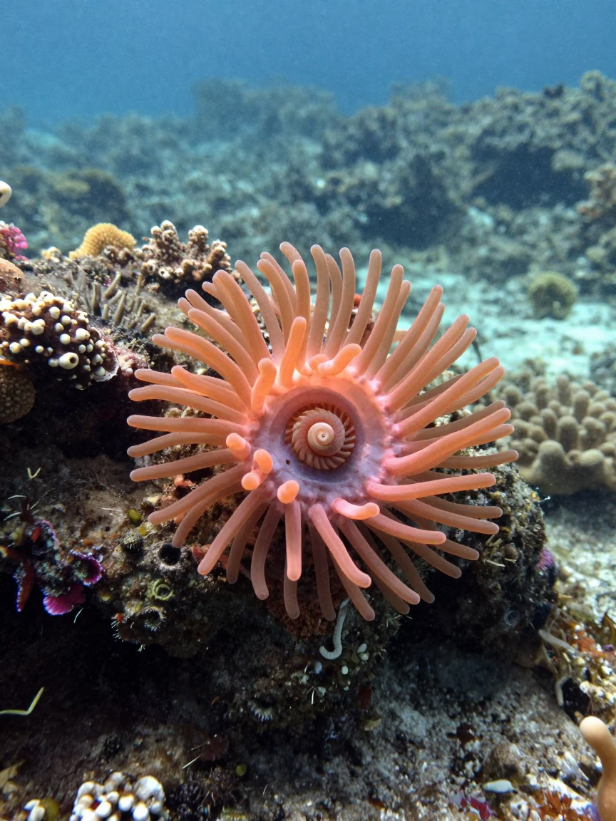 Christmas Tree Worm on Zanzibar Volcanic Reef in beside a volcanic reef overhang near Zanzibar