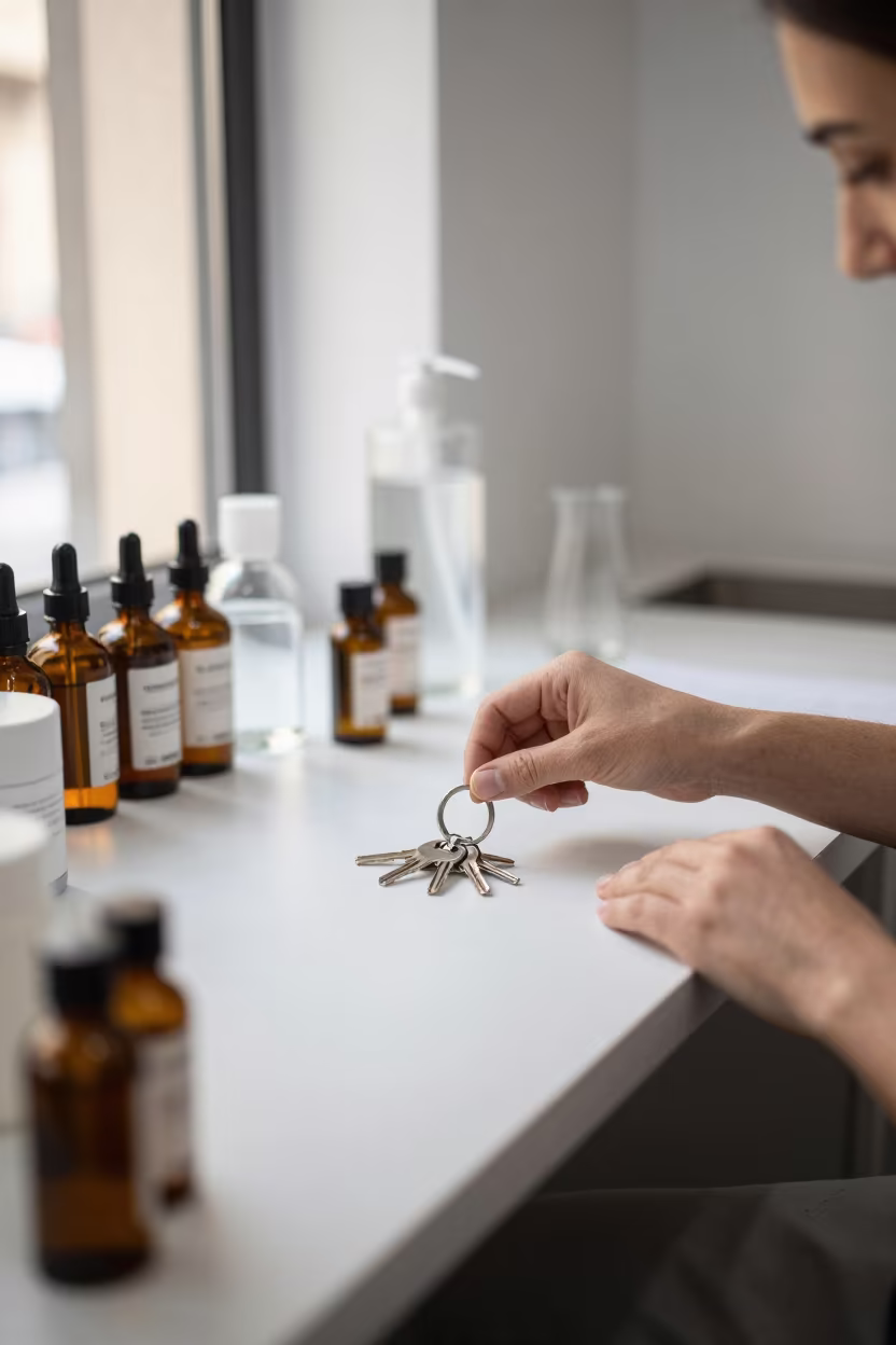 Chrome Key Ring Prep in Palma Goldsmith Shop in inside a goldsmith workshop behind the market lane in Palma