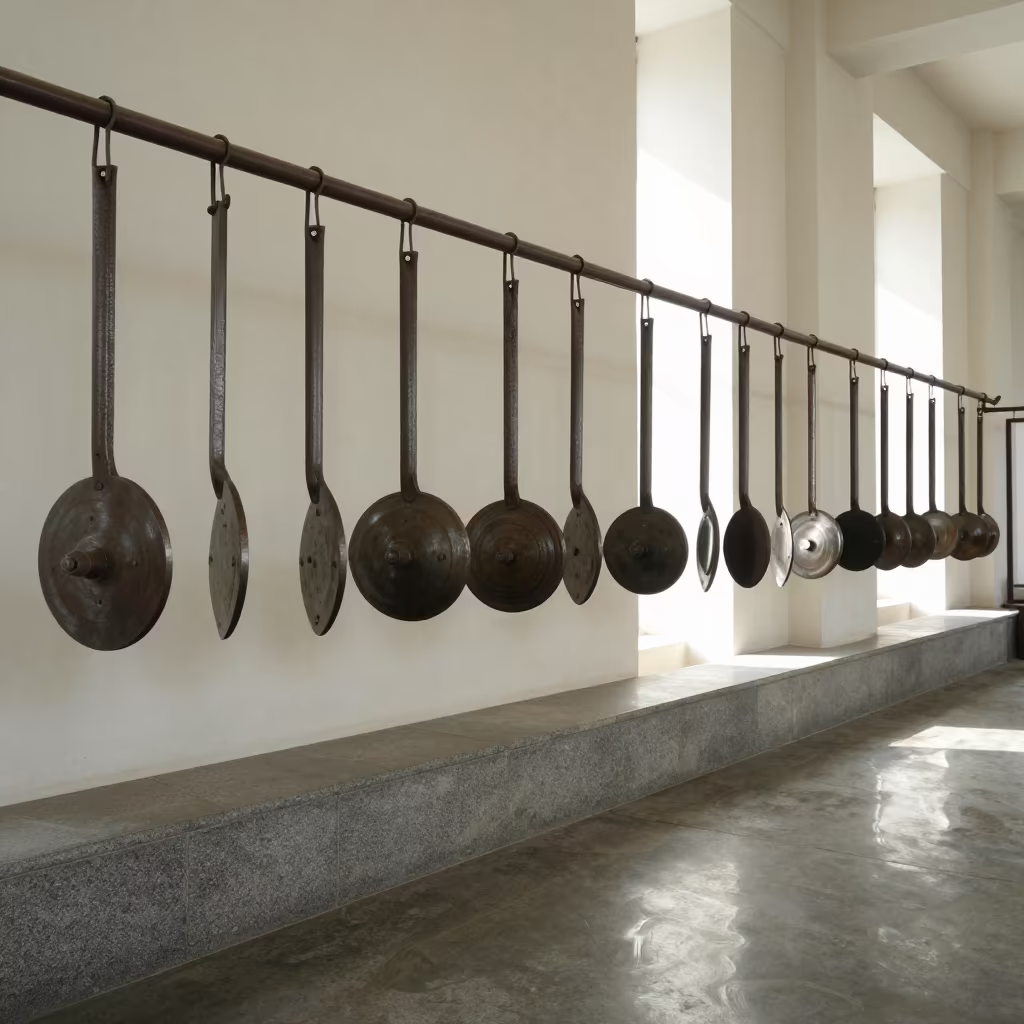 Chrome Parts Hanging on Rail in Harbin Ledge in on a stone ledge in Harbin