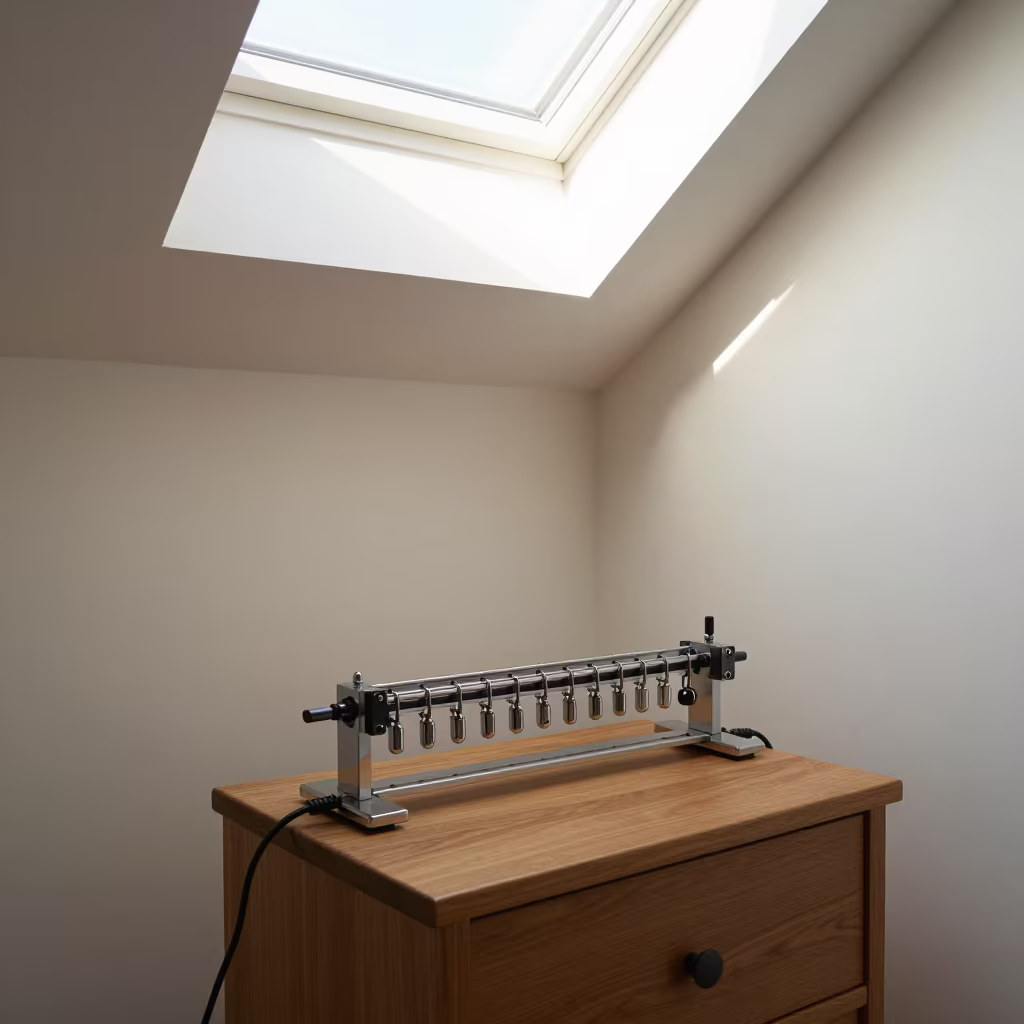 Chrome Plating Line on Stockholm Nightstand in on a bedside table in Stockholm