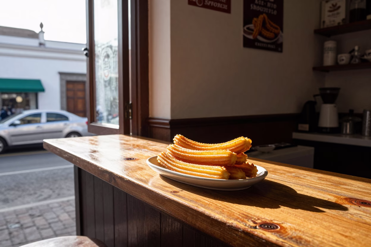 Churros And Hot Chocolate Street Cafe in Quito in in Quito, Ecuador
