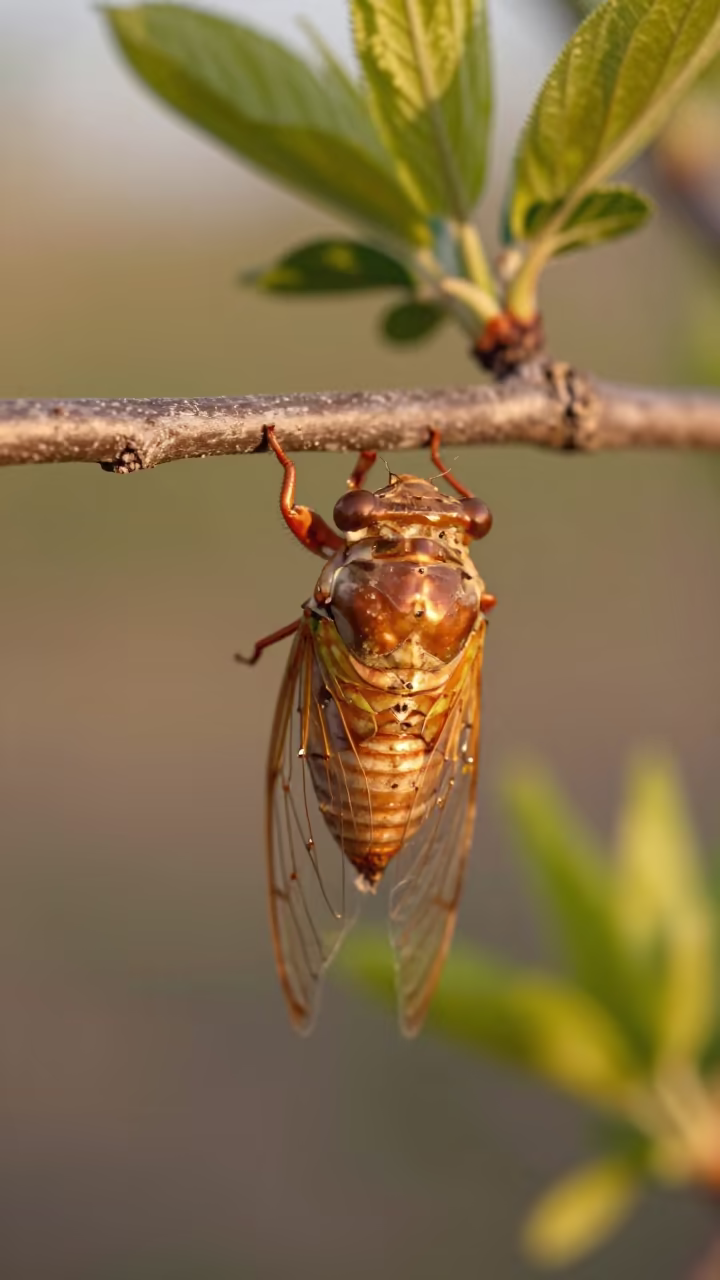 Cicada Molting in Copper Spring Light in near Deir ez-Zor