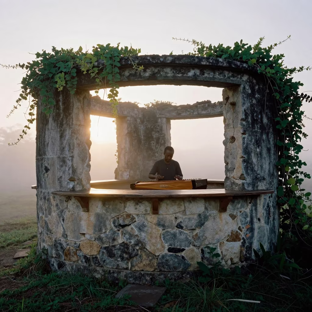 Cimbalom Musician Sunrise Ruin Bar Comoros in in Comoros
