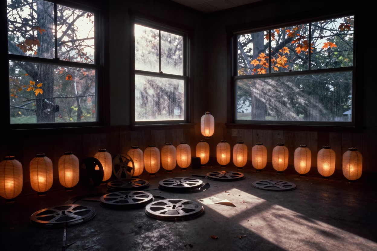 Cinema Reels in Tampa Lantern Shrine in in a shrine lined with lanterns in Tampa